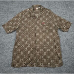 Vintage Levi's Red Tab Shirt Men's XL Brown AOP Graphic Abstract Button Up